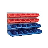 Faithfull 24 Wall Mounted Storage Bins with Metal Back Panel – Plastic Parts Organiser for Garage, Workshop, Van or Shed – 64 x 38 x 22cm