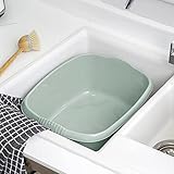 TENLITE Rectangular Washing Up Bowl Wash Up Dish washing Washtub, Approx 12 Litre, 39 x 32 x 16 cm - Silver Sage