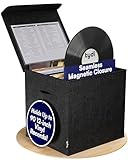 Tydi Vinyl Record Storage Box – Holds Up To 90 12-Inch Records, Collapsible Crate & LP Storage Boxes, Holder & Case, Vinyl Holder for Albums – Records Case for 12 inch albums