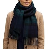 100% Lambswool Extra Wide and long Tartan Scarf Made in Scotland - Authentic Scottish Tartans - Winter Lambswool Scarf 190x36cm - Soft, Warm, Breathable Unisex Gift (Black Watch)