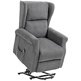 HOMCOM Power Lift Recliner Armchair, Electric Lift Chair for Elderly, Fabric Riser and Reclining Chair with Remote Control, Side Pockets, Extended Footrest, for Living Room, Charcoal Grey