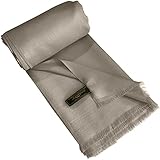 CJ Apparel Light French Beige Mink Solid Colour Fringe Design Nepalese Shawl Seconds Scarf Wrap Stole Throw Head Wrap Pashmina Hand Made in Nepal New