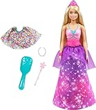 Barbie Dreamtopia 2-in-1 Princess to Mermaid Fashion Transformation Doll with 3 Looks and Accessories, for 3 to 7 Year Olds - GTF92