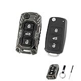 Heavy Duty Zinc Alloy Key Fob Cover, Accessories,Key Fob Case,Keychain For VW Jetta Golf Skoda Transporter Seat Octavia Polo B5 Leon Tiguan Touran Sharan MK6 Scirocco Jetta(3 Buttons)