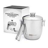 Barcool 3L Double-Walled Stainless Steel Ice Bucket with Lid & Tongs - Vacuum Insulated, Perfect for Champagne, Cocktails, Parties, Indoor & Outdoor Bar Use