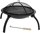 HH Home Hut Fire Pit Folding Portable heater for Outdoors,Ideal for Garden BBQ and Camping Stove Firepit, Outdoor Log Burner Garden Heaters & Fire Pits With Cover Carry bag, Poker, Grate And Grill