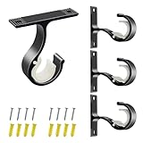 ZOCONE 4 Pcs Curtain Rail Brackets - Black Heavy Duty Curtain Pole Holder for 25mm-28mm Poles, Dual Use for Wall or Ceiling