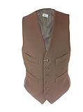 MB clothing Mens Moleskin Waistcoat Satin Lining Back with Buckle 4 Pockets 6 Front Buttons Smart Casual Wear (XL, Brown)