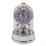 LVYXON Antique Retro Table Clock with Pendulum and Chime European Vintage Design (silver)