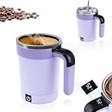 Fuerdich Self Stirring Mug, 380Ml Automatic Mixing Cup, Automatic Mixing Cup with LCD Temperature Display, Electric Stirring Mug for Coffee, Protein Shakes, Matcha, and More (Purple)
