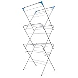 Crystals 3 Tier Foldable Clothes Airer, Folding Clothes Horse, Clothes Drying Rack, Non-Slip Feet Indoor/Outdoor, Laundry Clothes Rack, Washing Line Airer Drying Rack (Off White)