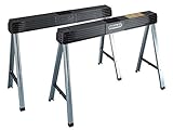 STANLEY Folding Metal Sawhorse (Pair) - Portable and Durable Workbench Solution, Folding Workbench, Expandable Workstation, 1-97-475