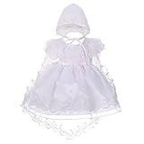 Lito Angels Baby Girls' Christening Gown Baptism Beaded White Dress with Embroidered Lace Cape and Bonnet Infant Age 18-24 Months