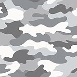 World of Wallpaper Grey Camouflage Army Exclusive Modern Wallpaper for Kids, Teenagers, Bedroom Luxury Wallpaper Grey/Greige/White