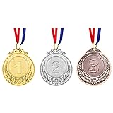 Udewo 3 Pack Metal Olympic Medals - Gold, Silver, Bronze for Children's Sports Day and Lockdown Awards With Ribbon for Adults and Kids