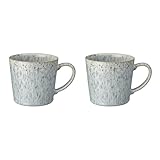 Denby - Halo Speckle Coffee Mug Set of 2－390ml Reactive Glaze Stoneware Ceramic Tea Mug Set - Dishwasher Safe, Microwave Safe - Black, Grey, White - Chip Resistant