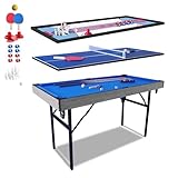 HLC 55" 5 in 1 Multi Game Table - Folding Pool, Billiard, Hockey, Table Tennis, Bowling & Shuffle Board with All Accessories - Great Gift for Kids & Adults