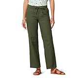 Amazon Essentials Women's Linen Blend Drawstring Relaxed-Fit Wide-Leg Trouser (Available in Plus Size), Dark Olive, L