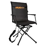 MUDDY Swivel Ground Seat - Durable Foldable Portable Versatile Hunting Outdoor 360 Degree Flex-Tek Seat with Integrated Armrests & Removable Carry Strap, 300 Lbs. Maximum Capacity