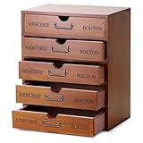 Vintage 5-Drawer Wooden Desk Organizer, Vintage Wooden Storage Box Desk, Home Desk Organizer, Craft Paper Storage Apothecary Cabinet Organizer, For home, office, kitchen, living room, toilet, bedroom