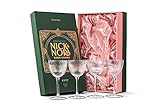 GLASSIQUE CADEAU Vintage Art Deco Nick and Nora Coupe Glasses | Set of 4 | 150 ml Crystal Ribbed Gin Cocktail Glassware for Drinking Classic Bar Drinks | Retro Long Stemmed Goblets