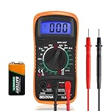 Beizkna Digital Multimeter Voltmeter Battery Voltage Multi Tester AC DC Volt OHM Amp Current Meter Continuity Circuit Resistance Diode Ammeter Electrical Tester with Test Leads Backlight LCD Display
