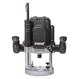 Trend T12 1/2 Inch Variable Speed Workshop Router, Perfect for Lock Fitting, Worktop Joints & Timber Profiling, 2300W, 240V, Black, T12EK