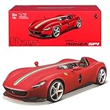 Bburago FERRARI SIGNATURE MONZA SP-1 Super Car – 1:18 Scale – Incredibly Detailed Die-Cast Replica Collectible Model Vehicle, Red
