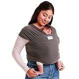 Sleepy Wrap Baby Carrier Newborn to Toddler - Hands-Free Baby Wrap Carrier - Stretchy & Ergonomic Baby Wraps Carrier - Lightweight Baby Carrier Wrap 7-35 lbs / 3-15 kg (Dark Grey)