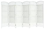 EG WICKER ROOM DIVIDER WHITE 6 PANEL HAND MADE PARTITION PRIVACY SCREEN - NEXT WORKING DAY DELIVERY
