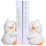 Cute Hug Ducks Decorative Bookends, Unique Book Ends to Hold Books Creative Resin Book Holder Stopper for Home Office Desk Bookshelf Decoration
