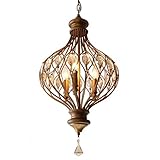 WYRKYP Nt Lights Crystal Chandelier Retro Wrought Iron Aisle Simple Coat Rack Bedroom Lantern Chandelier Indoor Lighting,White Light
