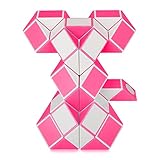 Coolzon Magic Snake Cube, 48 Parts 3D Puzzle Toy Snake Puzzles Magic Ruler Twist Puzzle Toy Christmas Stocking Fillers for Toddlers Kids Boys Girls & Adults, Pink