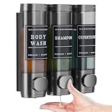 Shampoo and Conditioner Dispenser,Unisence Shower Soap Dispenser 3 Chamber No Drill Wall-Mounted Shampoo Dispenser for Shower Wall Mounted Shower Dispenser for Bathroom Hotel Large Capacity,Dark Gray