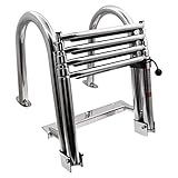 KAOLALI Boat Ladder 4 Steps, Pontoon Boat Ladder Foldable Stainless Steel Marine Rear Entry Telescoping Ladder with Wide Steps Swim Deck Ladder with Pedal Hand Railing Lad Capacity 200 kg