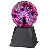CGBOOM Plasma Ball 5 Inch, Plasma Globe Touch and Sound Sensitive Plasma Lamp Plug in Electric Ball Lamp Science Present for Kids, Decorations, Parties, Bedroom