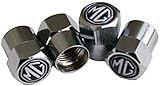 MG Black and Silver Chrome Wheel Valve Dust Caps