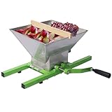 TAUIANE Fruit and Apple Crusher, Portable Fruit Scratter Pulper, 7L Manual Juicer Grinder With Handle, Stainless Steel, for Wine and Cider Pressing,Green 7L,Apples