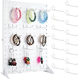 VACONICO Peg Board Display Stand with 15 Hooks, Desk Metal Pegboard Shelf for Craft Shows & Fairs, Retail Stores, Vendors Arts and Crafts Finishing - 17x13Inch & White