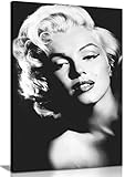 Marilyn Monroe Print Black And White Canvas Wall Art Picture Print (18X12)