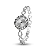 JadeAngel Vintage Thai Silver Watch Quartz Movement with Marcasite Wristwatch Luxury 925 Sterling Silver Wrist Watches for Women（White）