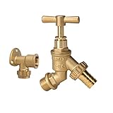 Garden Brass Water Bib Tap with Brass Wall Plate Fixture,Outside 1/2" BSP