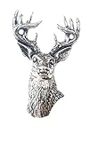 Stag Head Horns Finely Handcrafted in Solid Pewter In The UK Lapel Pin Badge