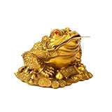 XNHIU Lucky Money Frog Feng Shui Toad Coin Feng Shui Wealth Lucky Money Frog Chinese Pendant Good Luck Gifts Ornament for Prosperity Home Decoration (6 * 6 * 5cm)