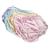 Littledream 6 Pcs Vintage Plus Size 3XL Sheer Transparent Silk Nylon Panties Men Womens Full Cut Briefs Knicker Underwear Hips 44"-54" High Waist Granny Brief Mushroom Gusset, Old Rose, XXXL
