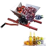 TAUIANE 7L/1.8 Gallon Manual Juicer Grinder, Fruit and Apple Crusher, Portable Fruit Scratter Pulper, Aluminum Alloy Gears, With Handle, for Fruit Scatter, Berry Wine Sauce,Red 7L,Grapes