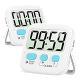 Antonki 2 Pack Digital Kitchen Timers for Cooking, Countdown Timer for Egg, Toothbrush, Office, Classroom, Kids, Teachers - Magnetic, Kickstand, Hanging - Battery Included