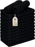 Utopia Towels Cotton Bleach Proof Salon Towels (16x27 inches) - Bleach Safe Gym Hand Towel (12 Pack, Black)