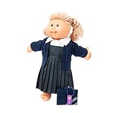 UK COMPANY SCHOOL UNIFORM ONLY FOR VINTAGE CABBAGE PATCH DOLL 17 INCH[ DOLL NOT INCLUDED]GREY PINAFORE ,WHITE BLOUSE,NAVY CARDY , NAVY BOOK BAG