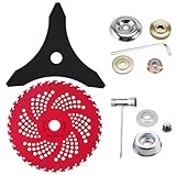 RedFlameDS 9" x 36 Teeth Carbide Tipped Brush Cutter Blades & 10" x 3 Teeth Weed Eater Blades with Universal Adapter Kit for Brush Cutter, Trimmer, Weed Eater